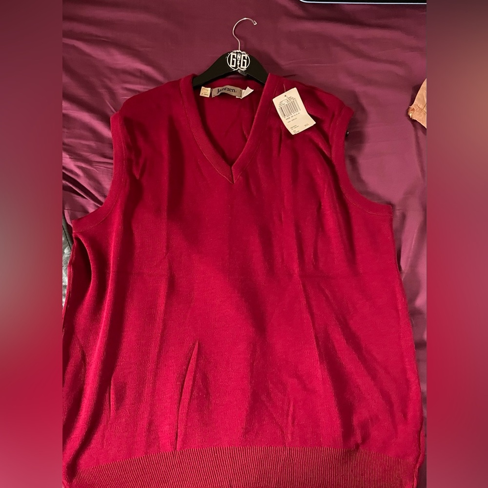 Men's jantzen V-Neck Sleeveless Sweater Vest - Red